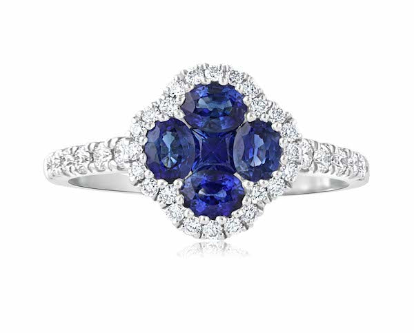 Sapphire and Diamond Ring 18K White Gold