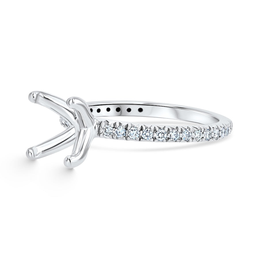 Pave 0.18 Carat Diamond Platinum Engagement Ring Setting