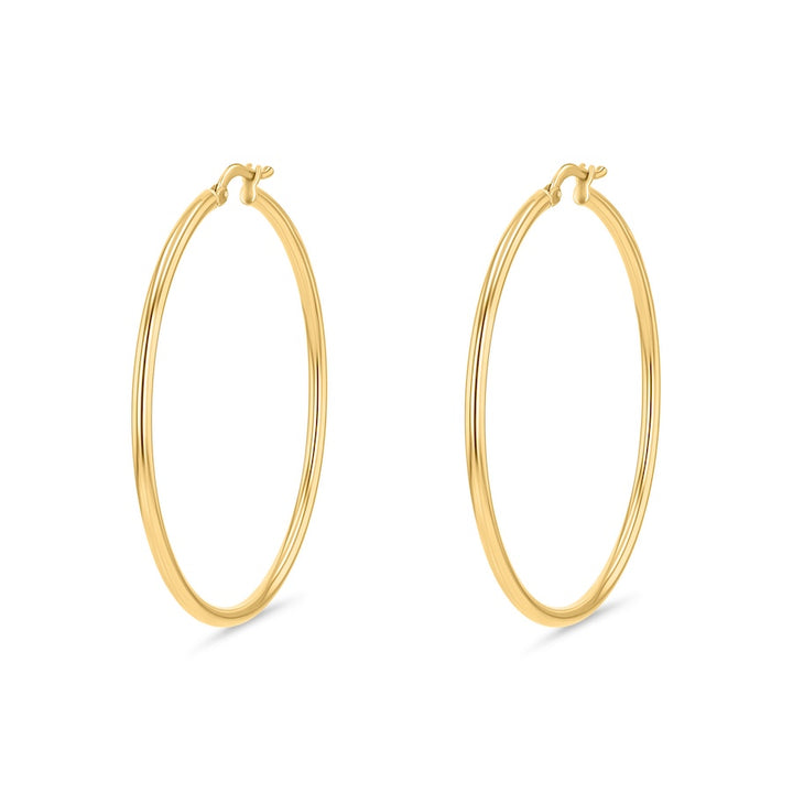 2x40mm Slim Hoop 14K Yellow Gold Hoop Earrings