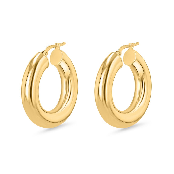 6x15mm Chunky Hoop 14K Yellow Gold Hoop Earrings