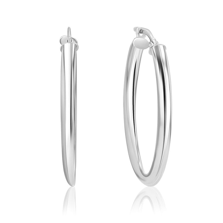Oval Twist Sterling Silver Hoop Earrings