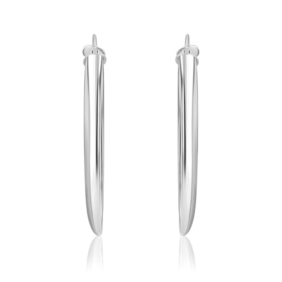 Oval Twist Sterling Silver Hoop Earrings
