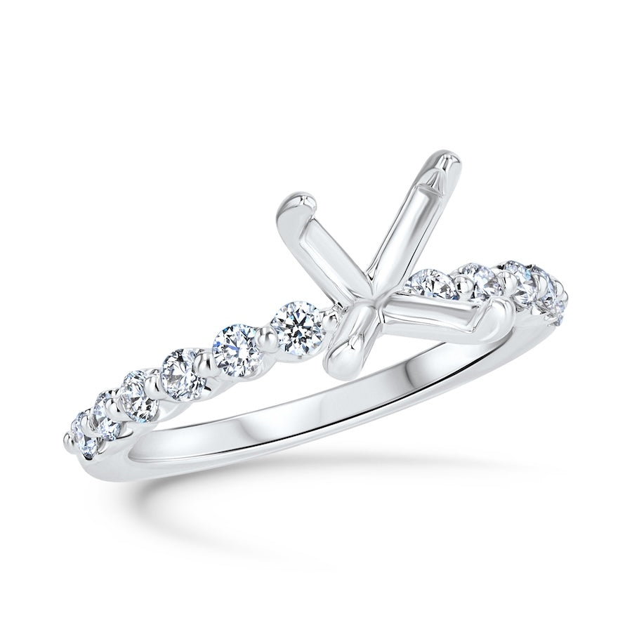 Floating 0.50 Carat Diamond Shared-Prong 14K White Gold Engagement Ring Setting