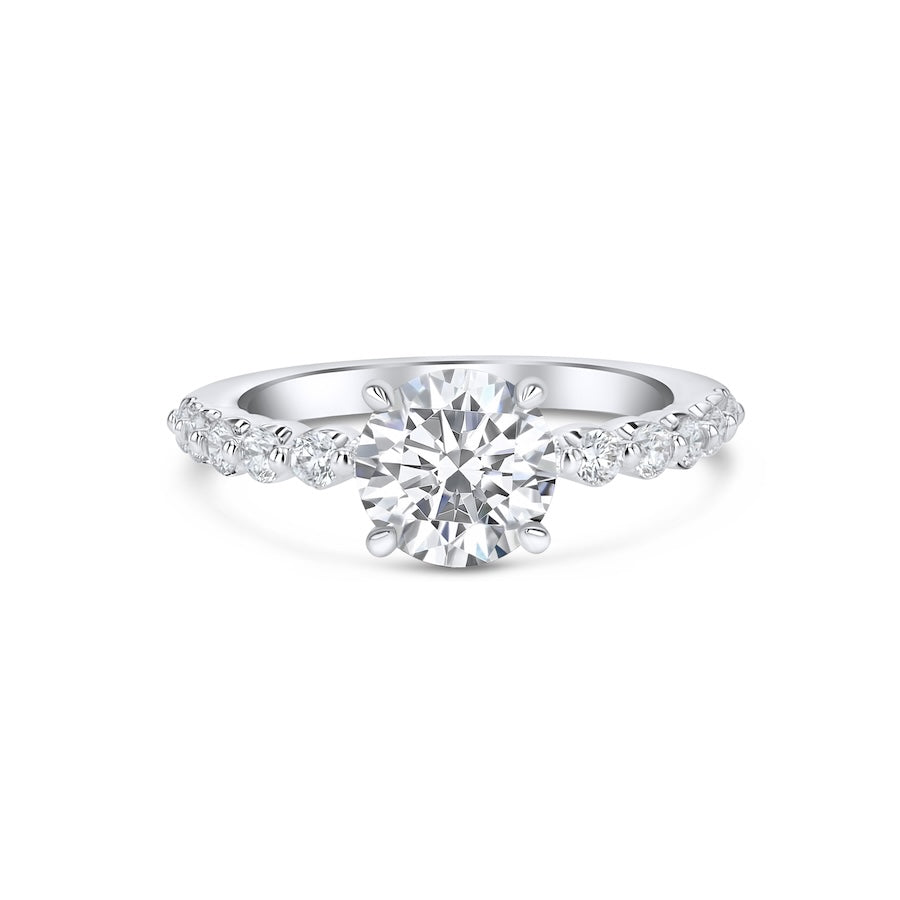 Floating 0.50 Carat Diamond Shared-Prong 14K White Gold Engagement Ring Setting