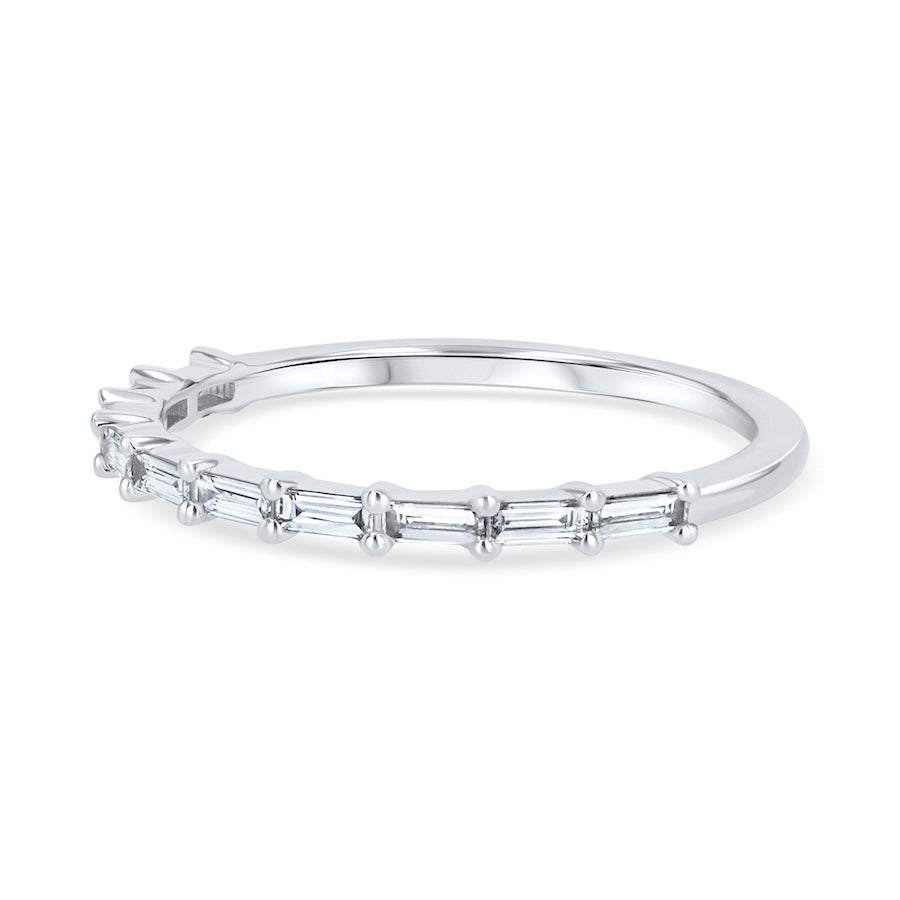 Horizontal Baguette Diamond 14K White Gold Wedding Band