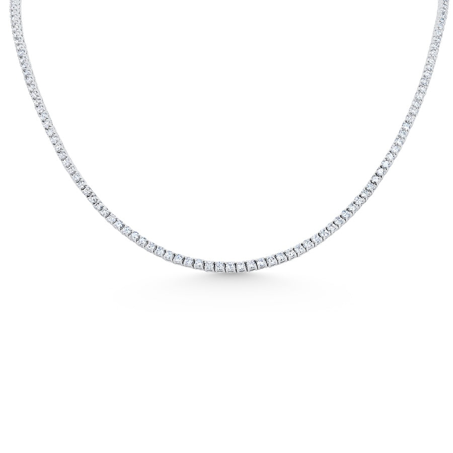 6.33 Carat Lab-Grown Diamond Straight Line 14K White Gold Tennis Necklace