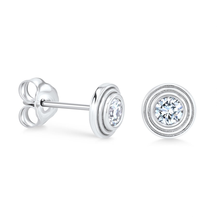 0.50 Carat Lab-Grown Diamond Double Bezel 14K White Gold Stud Earrings