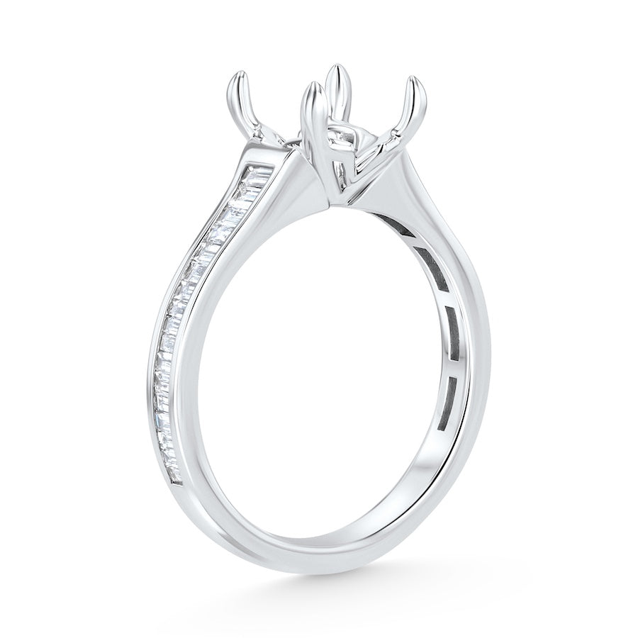 Channel-Set 0.47 Carat Baguette-Cut Diamond 14K White Gold Engagement Setting