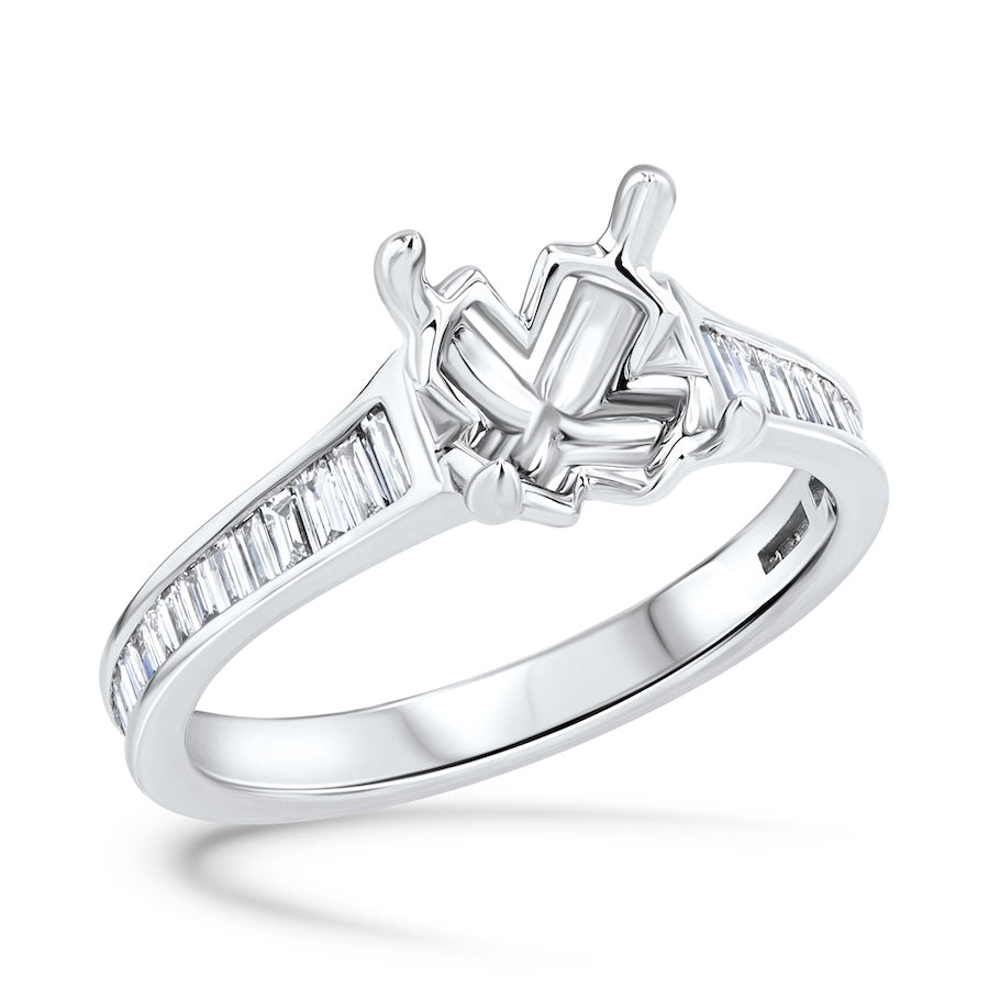 Channel-Set 0.47 Carat Baguette-Cut Diamond 14K White Gold Engagement Setting