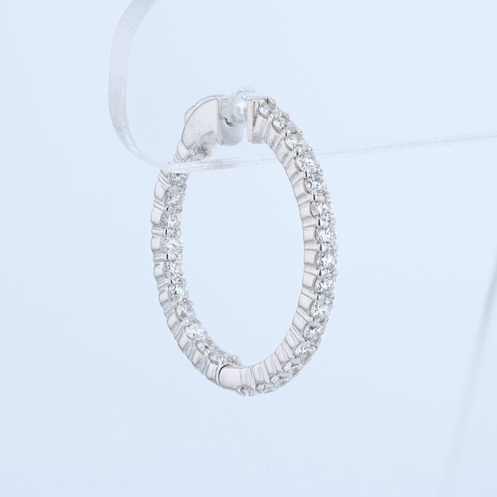 1.80 Carat Lab-Grown Diamond Hoop 14K White Gold Earrings