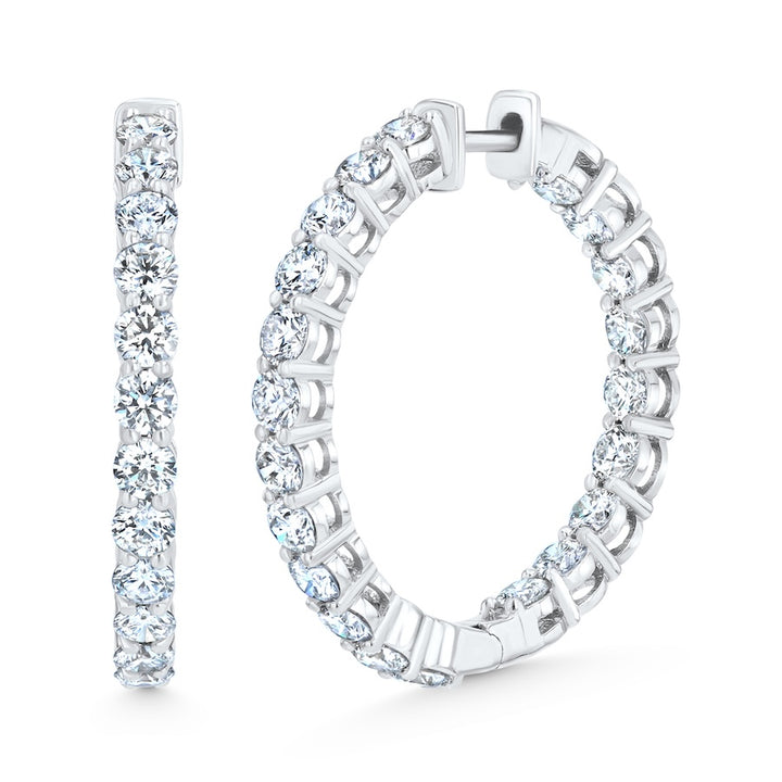3.23 Carat Inner-Outer Diamond Hoop Earrings