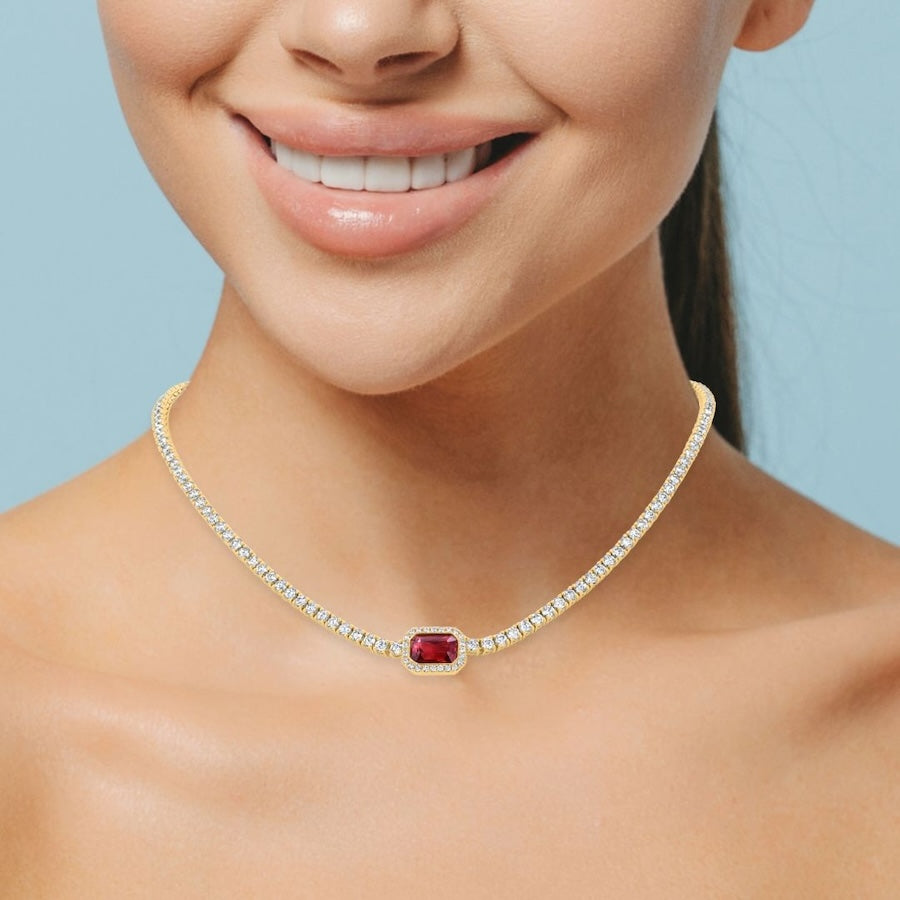 Statement Tourmaline & Lab-Grown Diamond 14K Yellow Gold Eternity Necklace