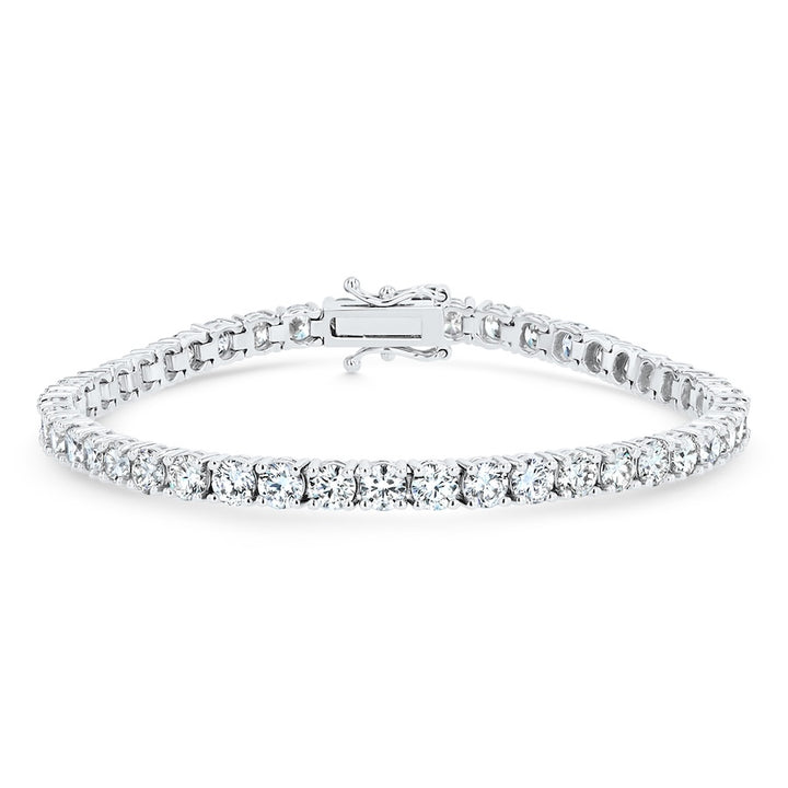 7.57 Carat Round Natural Diamond 14K White Gold Tennis Bracelet