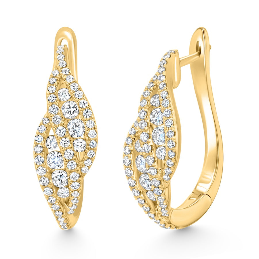 Illusive Swirl Diamond 18K Yellow Gold Hoop Earrings