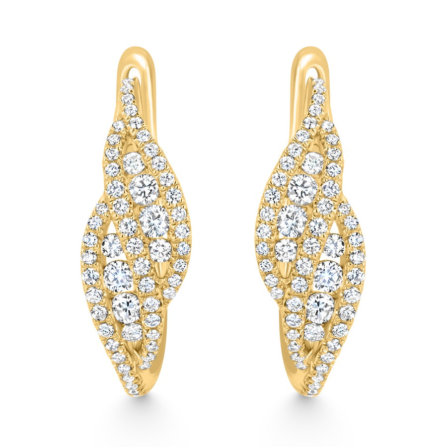 Illusive Swirl Diamond 18K Yellow Gold Hoop Earrings