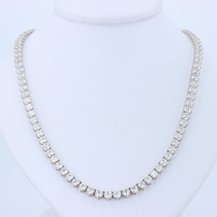 22.14 Carat Riviera Diamond Three-Prong 14K White Gold Necklace