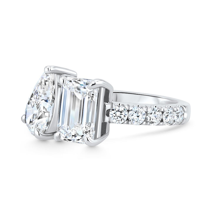 Toi Et Moi Emerald and Pear Lab-Grown Diamond 14K White Gold Engagement Ring