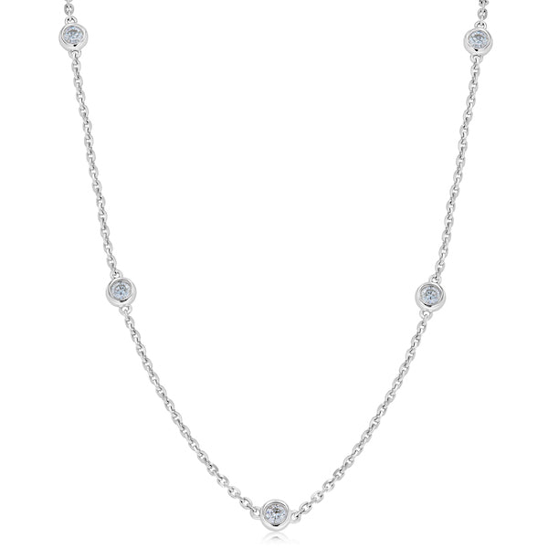 20" 1.53 Carat Bezel-Set Diamond By The Yard 14K White Gold Necklace