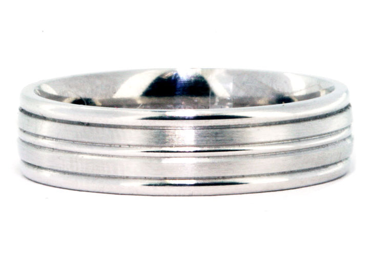 6mm Platinum Alternating-Stripe Men's Wedding Band