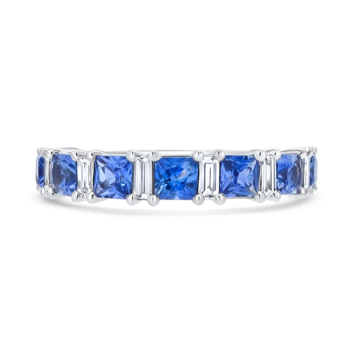 Seven-Stone Cushion Sapphire 18K White Gold Band