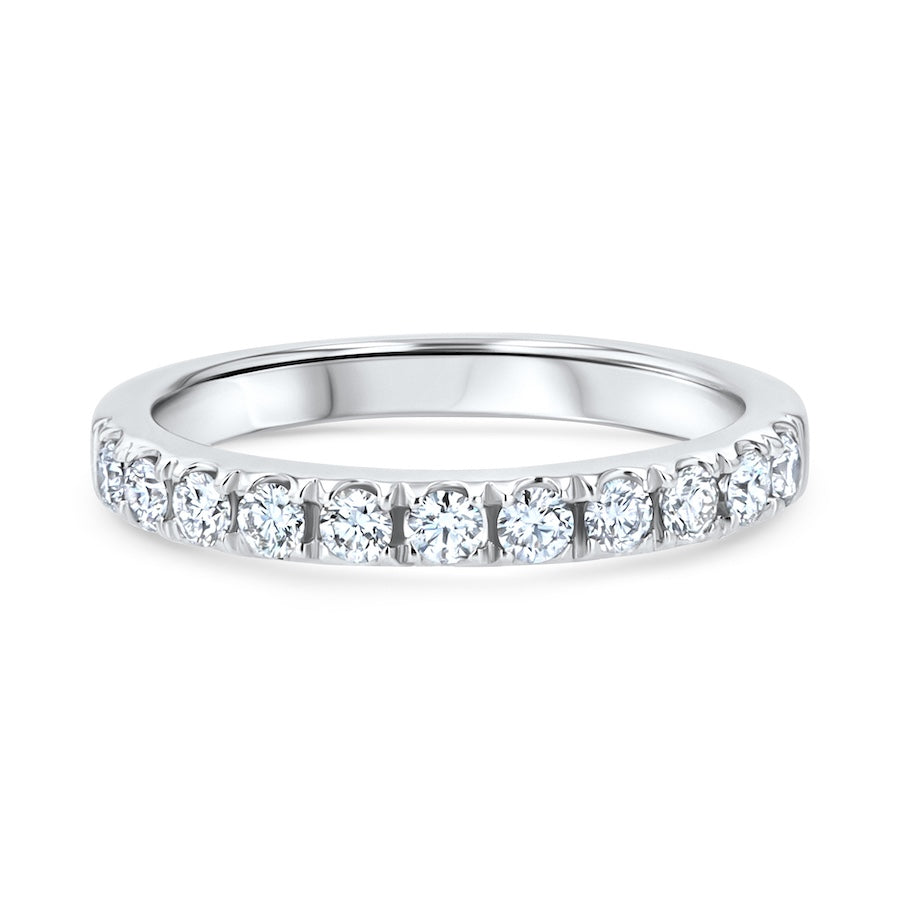 Eleven-Stone 0.42ct Diamond Split-Prong Platinum Wedding Band