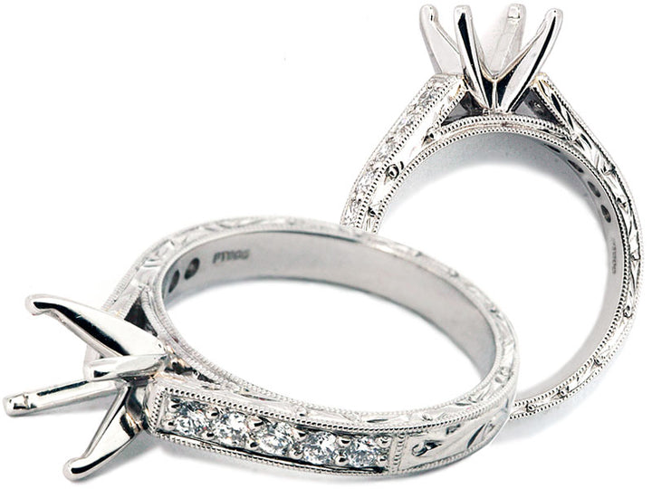 Platinum Cathedral-style Engagement Ring Setting