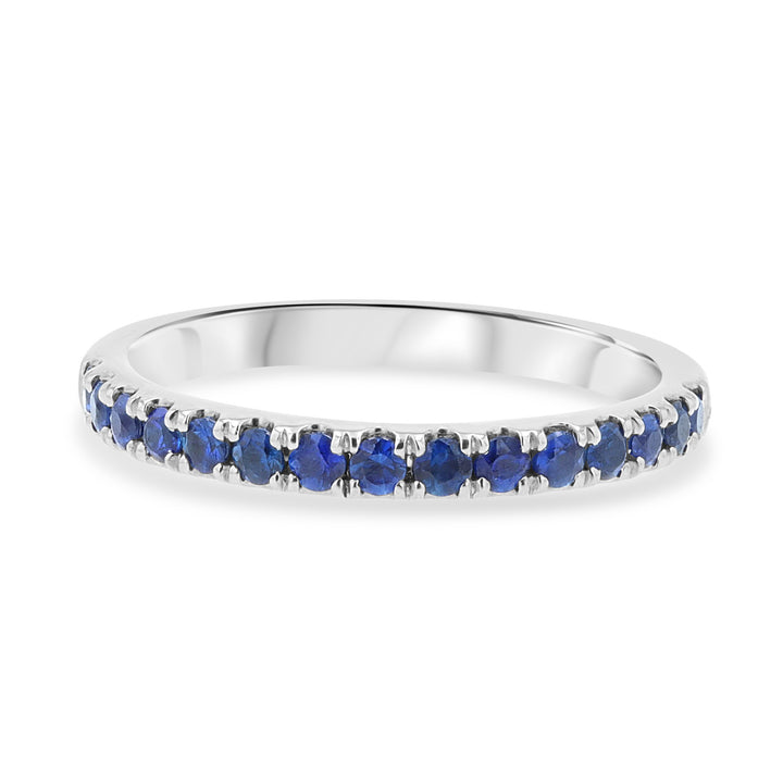 Split Prong Sapphire Platinum Wedding Band