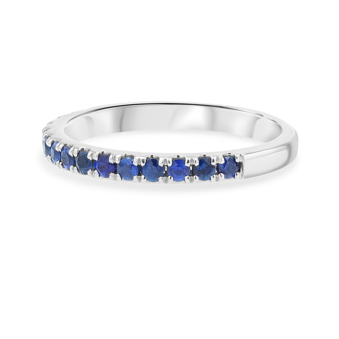 Split Prong Sapphire Platinum Wedding Band
