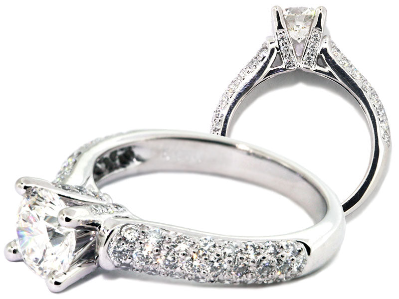 Classic French Pave Diamond Engagement Ring  Setting
