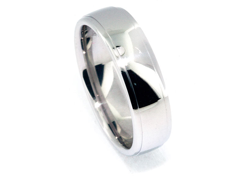 6.5mm Platinum High-Polished Dropped-Edge Men's Wedding Band