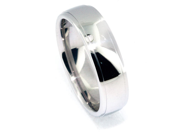 6.5mm Platinum High-Polished Dropped-Edge Men's Wedding Band