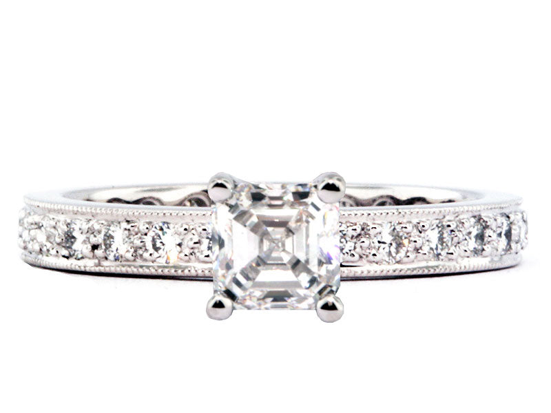 Antique Milgrain Eternity Style Diamond Engagement Ring Setting