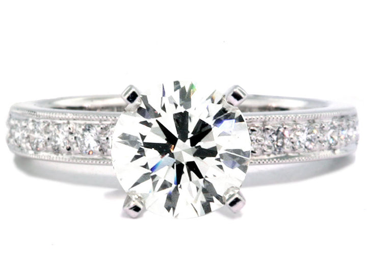 Platinum Milgrain Edge Style Engagement Ring Setting