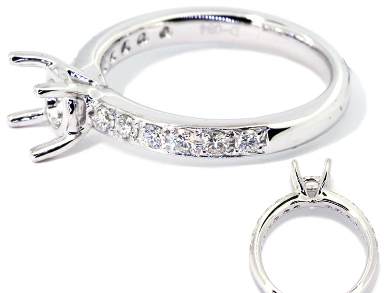 Platinum Channel and Prong Set Diamond Engagement Ring Setting