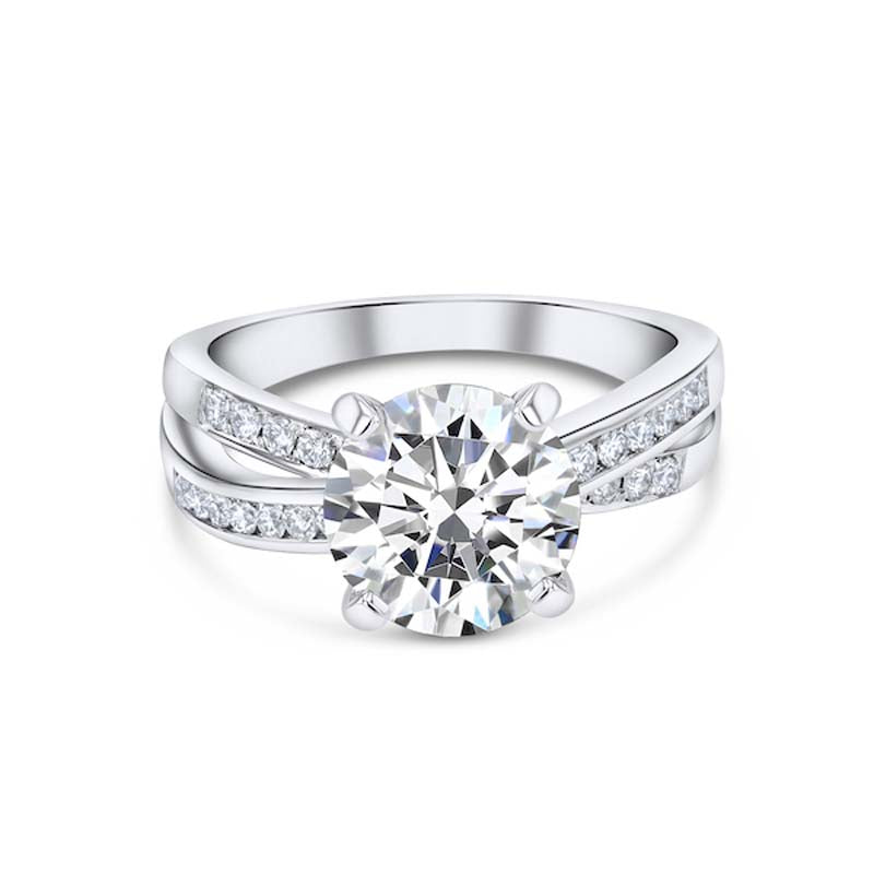 Over-Under 0.40 Carat Diamond Platinum Channel-Set Engagement Ring Setting