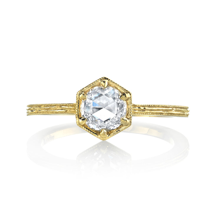 18k Yellow Gold Lumiere Diamond Antique Rose Cut Solitaire Engagement Ring