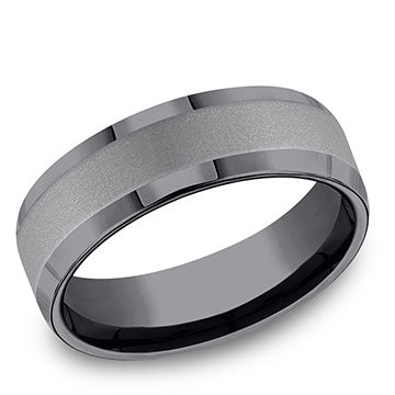 7mm Beveled-edge Satin-finished Tantalum Men's Wedding Band