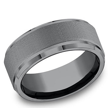 9mm Satin-finished beveled-edge Tantalum Men's Wedding Band