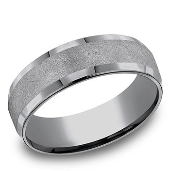 7mm Swirl-Brushed Beveled-Edge Tantalum Men's Wedding Band