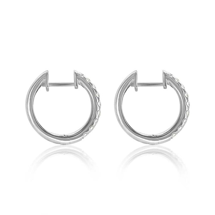 14k White Gold Diamond Huggies Earrings