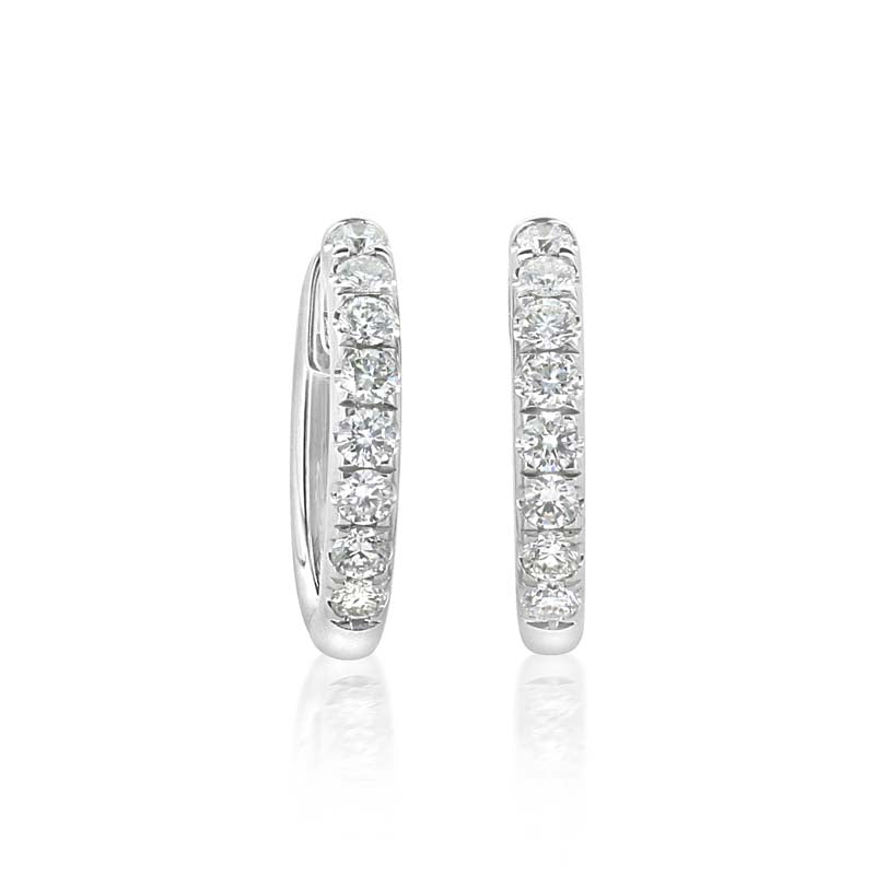 14k White Gold Diamond Huggies
