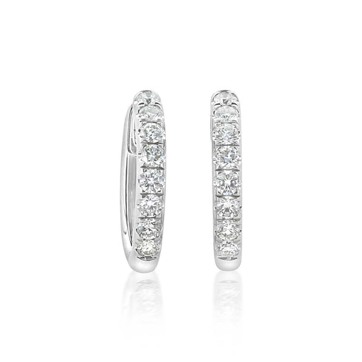 14k White Gold Diamond Huggies