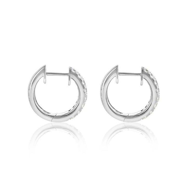 14k White Gold Diamond Huggies