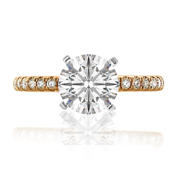 18k Rose Gold Prong Set Diamond Single Row Engagement Ring Setting