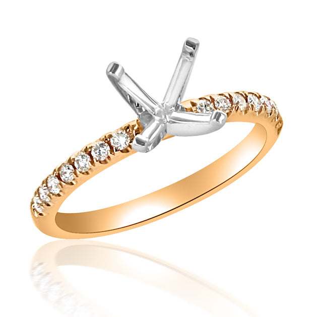 18k Rose Gold Prong Set Diamond Single Row Engagement Ring Setting