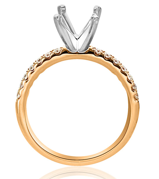 18k Rose Gold Prong Set Diamond Single Row Engagement Ring Setting