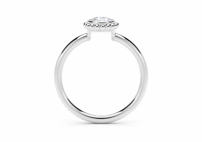 Bezel-Set 0.24 Carat Diamond 18K White Gold Beaded Solitaire Friendship Ring