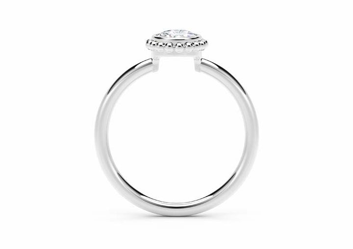 Bezel-Set 0.24 Carat Diamond 18K White Gold Beaded Solitaire Friendship Ring