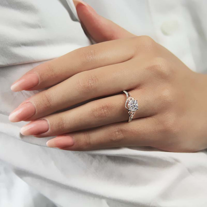 18k White And Rose Gold Floral Accents Expressive Prong Set Engagement Ring Setting