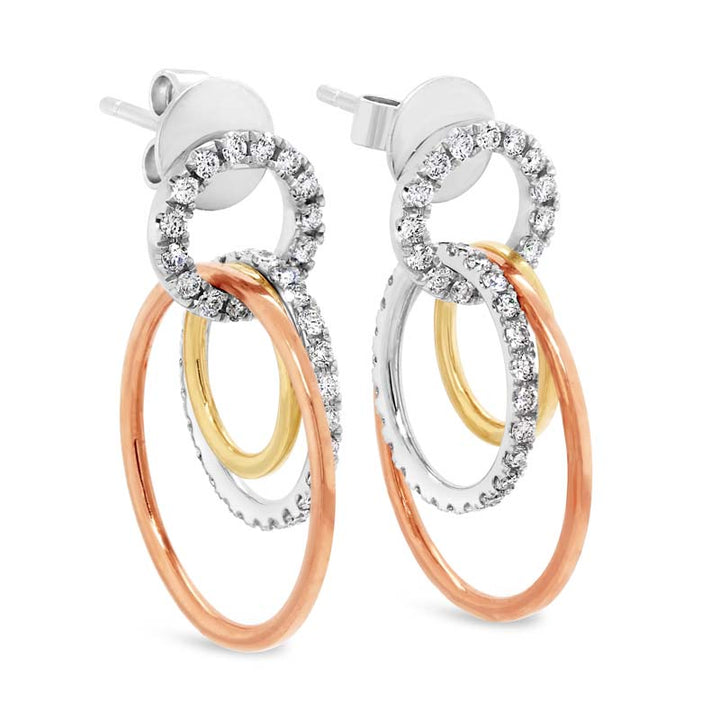 "The Visionary" 0.84 Carat Diamond 14K Tri-Color Gold Drop Earrings